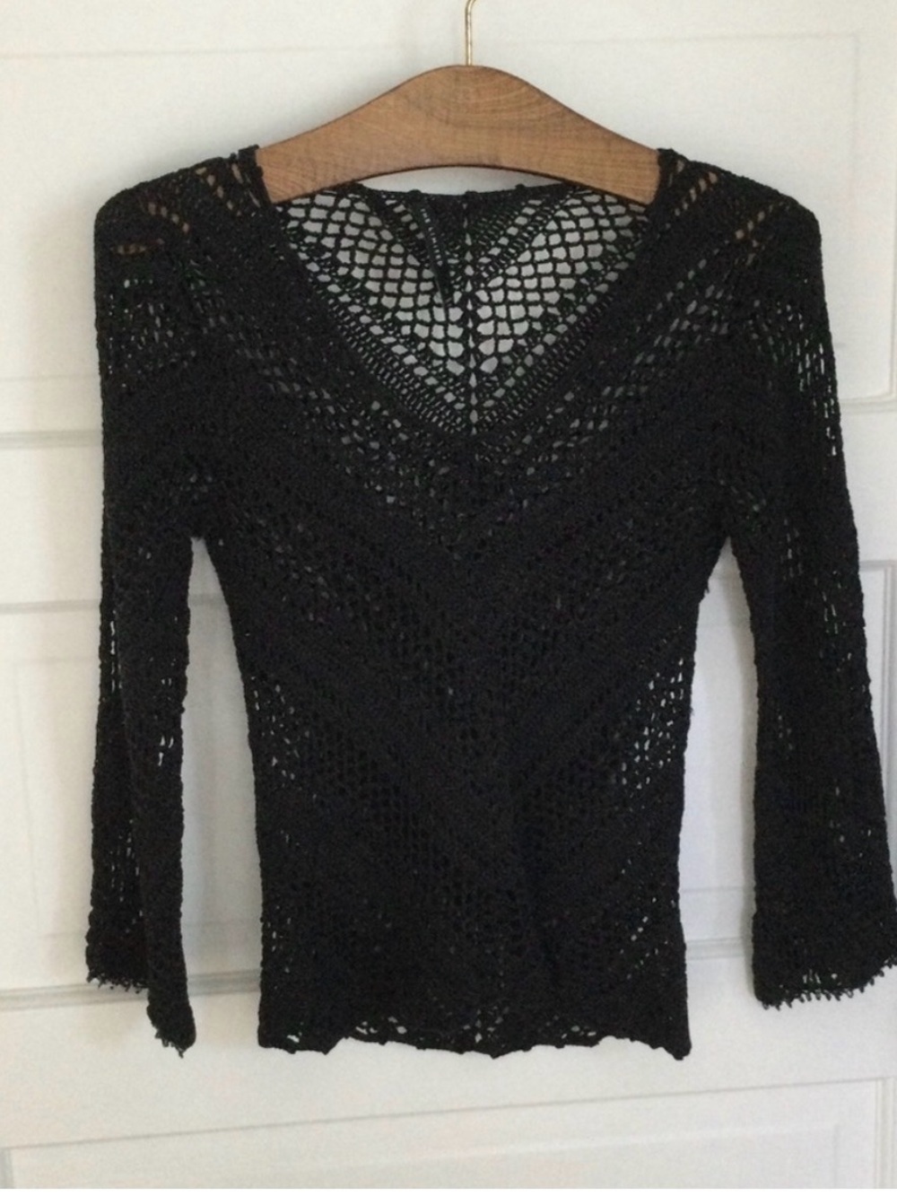 The Limited Black Crochet V-Neck Sweater